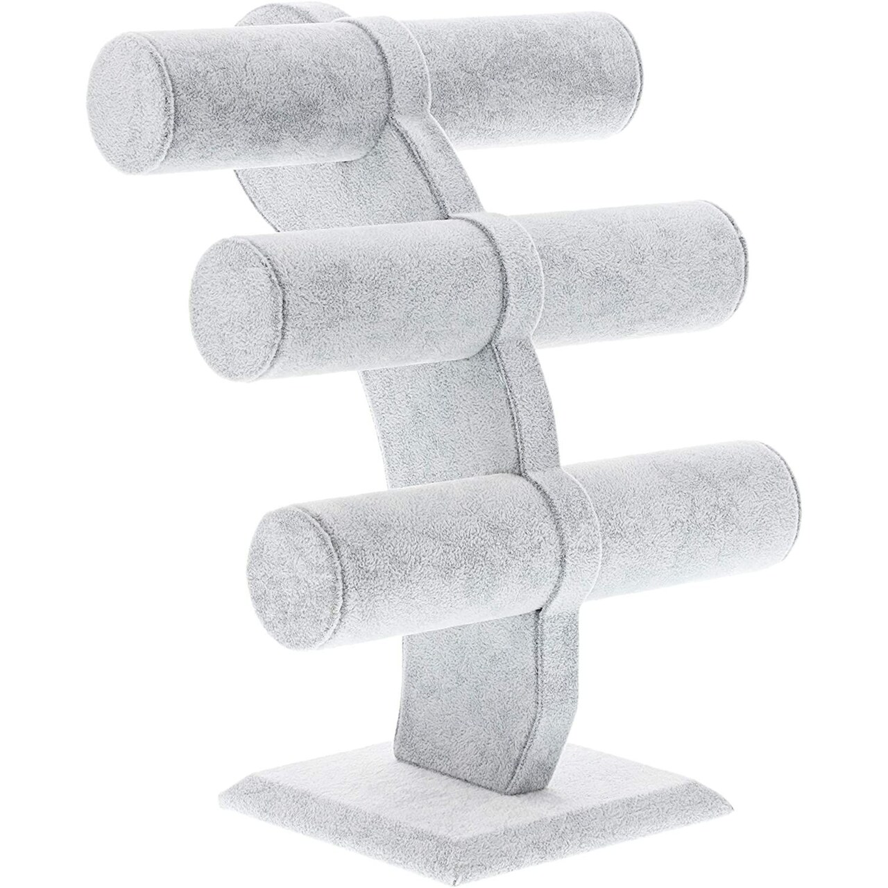 Velvet 3 Tier Jewelry Holder for Necklaces and Bracelets Organizer Tower and Display for Selling Gray